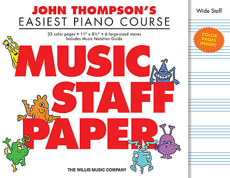 John Thompson's Easiest Piano Course Music Staff Paper Wide Staff