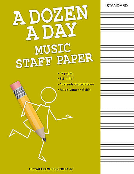 A Dozen A Day Music Staff Paper, 32 Pages, 10 Stave