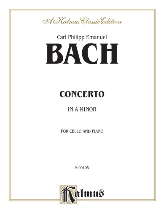 Bach, C.P.E. - Cello Concerto in A minor, H. 432 (Wq 170) - Cello & Piano