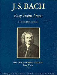 Bach - Easy Violin Duets ed. Waldemar Twarz - Fourteen (14) Duets in the First (1st) Position - Violin Ensemble Duet: Two (2) Violins - Score Only