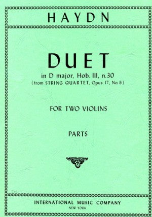 Haydn - Duet in D major, Hob III n.30 (from String Quartet, Opus 17/6) - Violin Ensemble Duet: Two (2) Violins - Parts Only
