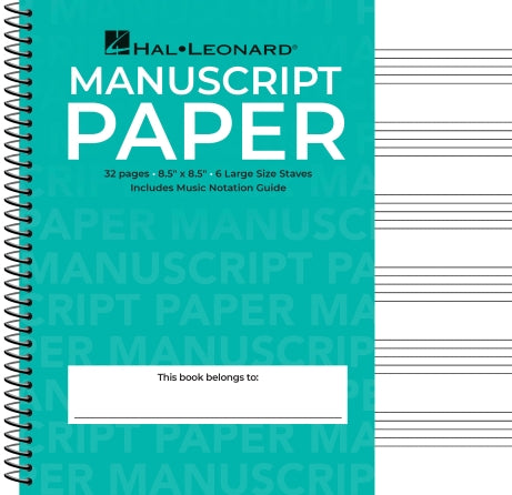 Wide Staff Wirebound Manuscript Paper (Aqua Cover)