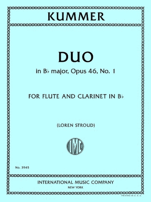 Kummer - Duo in B flat major, Opus 46, No. 1, for Flute and Clarinet in B flat (STROUD)