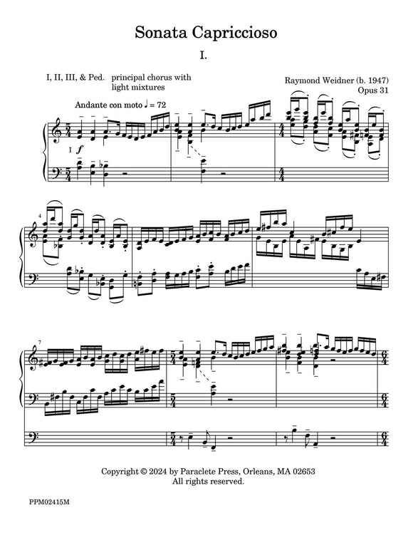 Sonata Capriccioso for Organ - Raymond Weidner