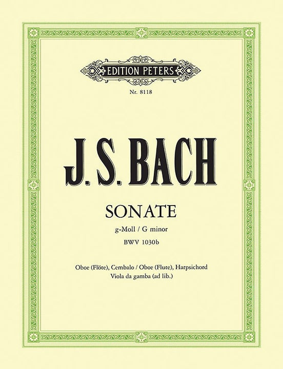 Sonata in g minor BWV 1030b - Bach, Johann Sebastian (Meylan), Oboe (Flute) and Harpsichord (Vdg./Cello ad lib.)