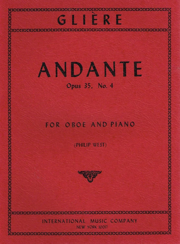 Gliere - Andante, Opus 35, No. 4 for Oboe and Piano (West)