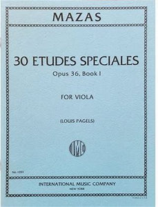 Mazas - 30 Etudes Speciales, Opus 36 Book I for Viola (Pagels)