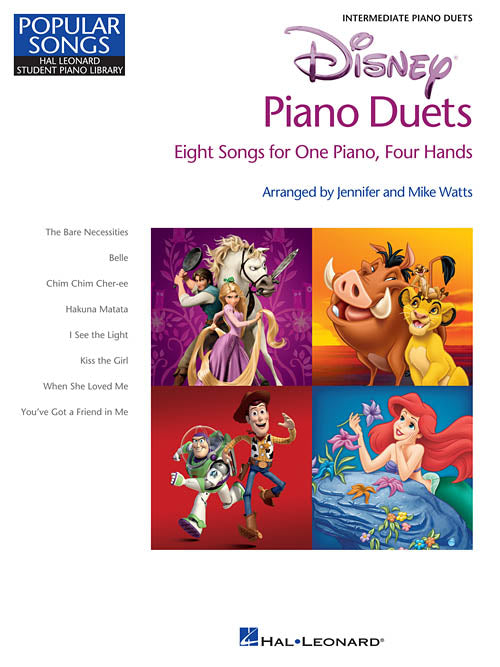 Disney Piano Duets - Eight (8) Songs arr. Jennifer & Mike Watts - Intermediate - Piano Duet (1 Piano 4 Hands) - Hal Leonard Student Piano Library Popular Songs