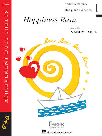 Happiness Runs - Traditional arr. Nancy Faber - Early Elementary Level 1 - Piano Duet Sheet (1 Piano 4 Hands) - Achievement Duet Sheets