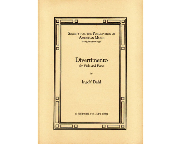 Divertimento For Viola and Piano - Ingolf Dahl