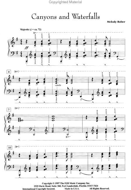 Canyons and Waterfalls - Melody Bober - Piano Solo Sheet