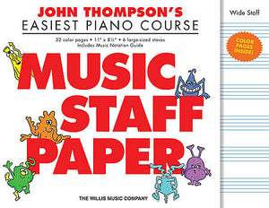 John Thompson's Easiest Piano Course Music Staff Paper Wide Staff