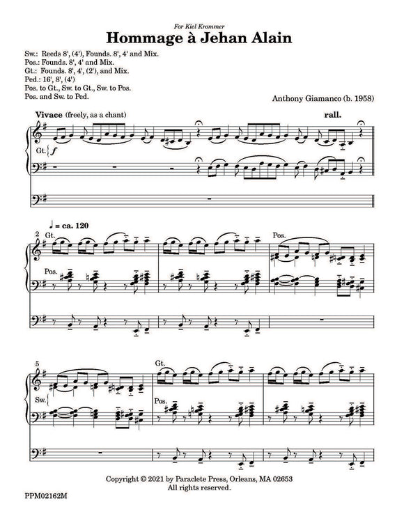 Hommage à Jehan Alain for Organ -  Anthony Giamanco