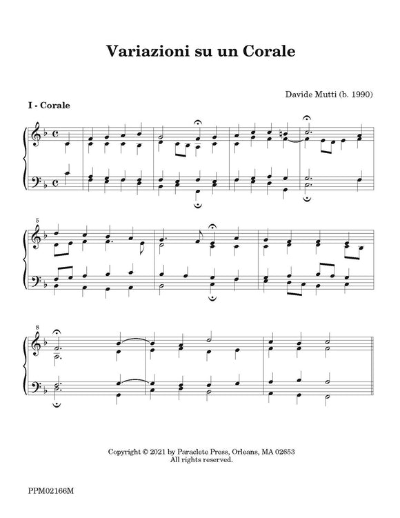 Variazioni su un Corale for Organ - Davide Mutti