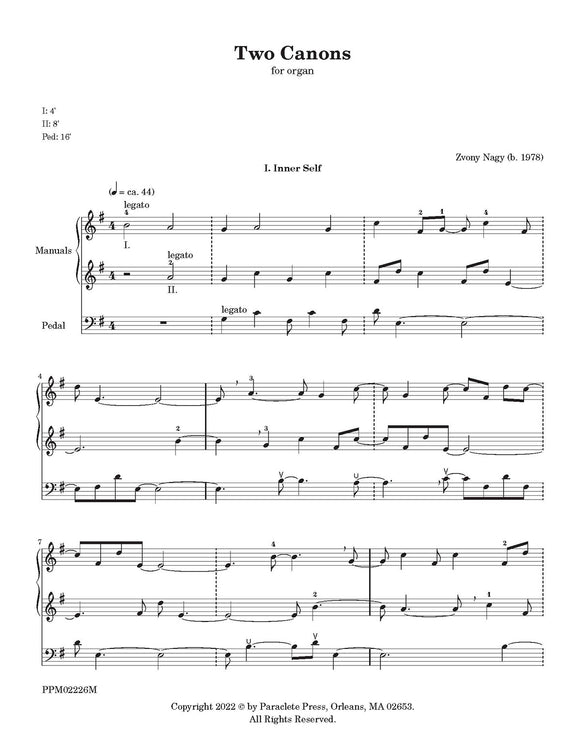 Two Canons for Organ -  Zvonimir Nagy