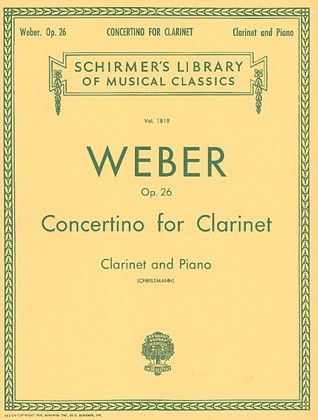 Concertino, Op. 26 Clarinet and Piano edited by Arthur Christmann Woodwind Solo