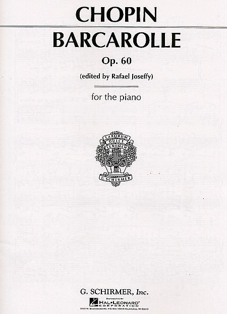 Barcarolle, Op. 60 in F Sharp Piano Solo (Joseffy) Piano Solo Piano Solo