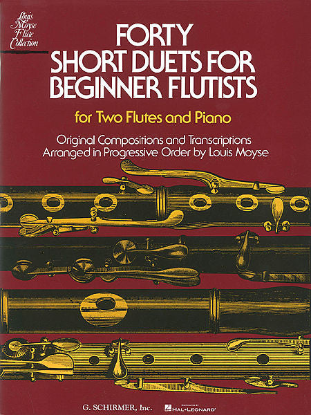 Forty Short Duets for Beginner Flutists for Two Flutes & Piano arranged by Louis Moyse Woodwind Ensemble