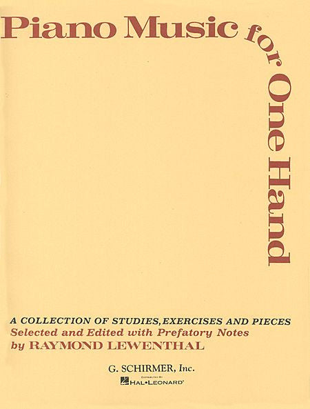 Piano Music for One (1) Hand ed. Raymond Lewenthal - A Collection of Studies, Exercises & Pieces - Piano Solo Collection*