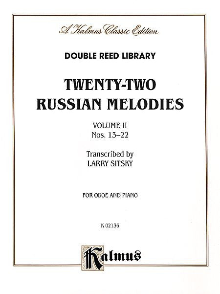 Twenty-two Russian Melodies, Volume 2, Nos. 13-22 for Oboe and Piano Trans. Sitsky (OUT OF PRINT)