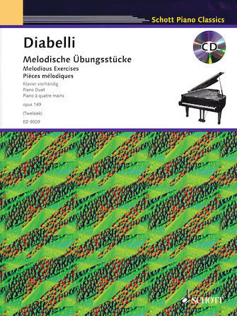 Diabelli - Melodious Exercises Opus 149 in the 5-Note Range - Piano Duet w/CD (1 Piano 4 Hands)