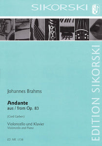 Brahms, Johannes - Andante (from Piano Concerto No. 2, Op. 83) arr. Cord Garben - Cello & Piano