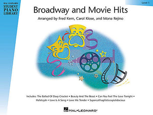 Broadway and Movie Hits - Level 1 Hal Leonard Student Piano Library arranged by Fred Kern, Carol Klose, Mona Rejino  Book Only (OUT OF PRINT)