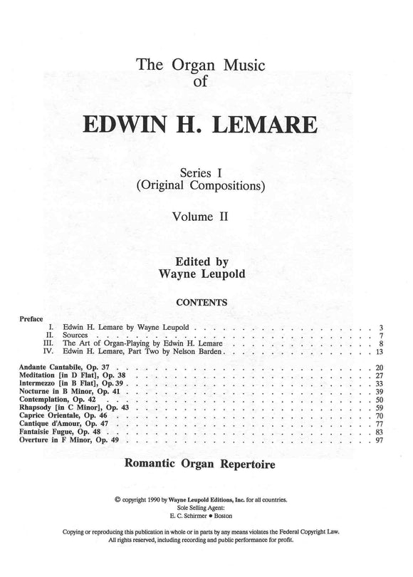 Lemare, Edwin H. - Organ Music, Series 1 - Original Compositions Volume 2 - Organ Solo