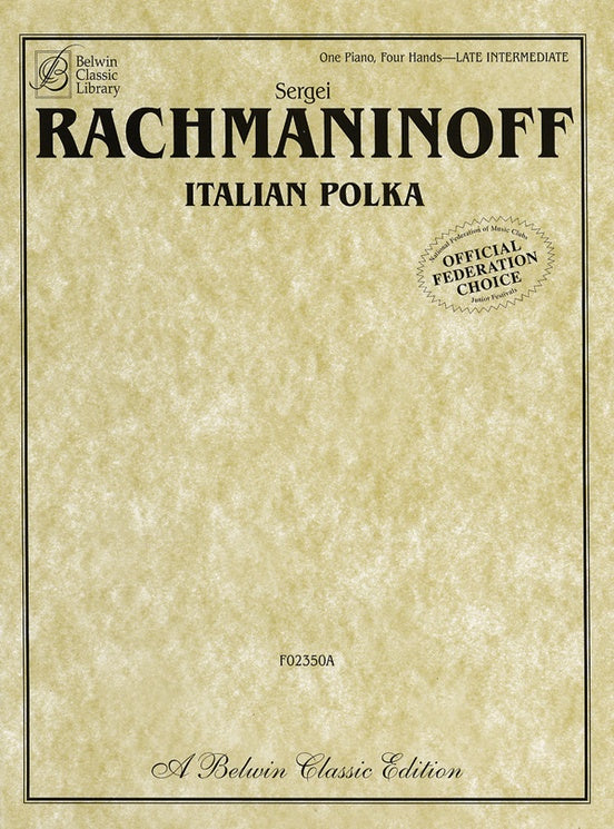 Rachmaninoff - Italian Polka - Late Intermediate - Piano Duet Sheet (1 Piano 4 Hands)