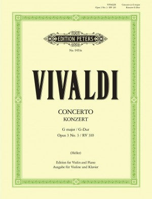 Vivaldi, Antonio - Concerto in G Major, Opus 3/3, RV 310 (P 96) from L'Estro Armonico - ed. Ulfert Thiemann, Johannes Gerdes & Karl Heller - Violin & Piano