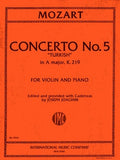 Mozart - Violin Concerto No. 5 in A Major KV 219 - ed. w/Cadenzas by Joseph Joachim - Violin & Piano