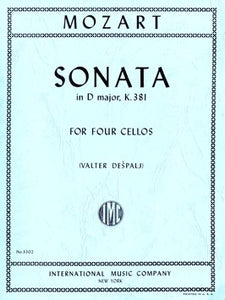 Mozart - Sonata in D Major, K 381 transcr. Valter Despalj (orig. Piano Duet) - Violoncello [Cello] Ensemble Quartet: Four (4) Cellos - Score & Parts