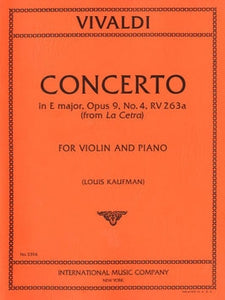 Vivaldi, Antonio - Concerto in E Major, Opus 9/4, RV 263a (F.I no. 47) from La Cetra - ed. Louis Kaufman - Violin & Piano