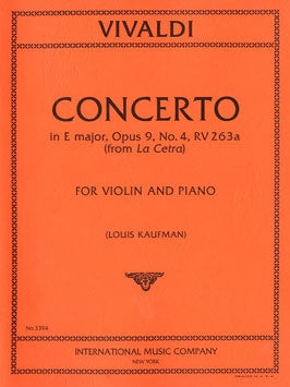 Vivaldi, Antonio - Concerto in E Major, Opus 9/4, RV 263a (F.I no. 47) from La Cetra - ed. Louis Kaufman - Violin & Piano