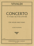 Vivaldi, Antonio - Concerto in A Major, Opus 9/6, RV 348 from La Cetra - ed. Louis Kaufman - Violin & Piano