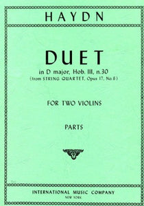 Haydn - Duet in D major, Hob III n.30 (from String Quartet, Opus 17/6) - Violin Ensemble Duet: Two (2) Violins - Parts Only