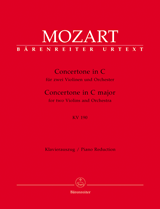 Mozart - Concertone in C Major, KV 190 - Violin Ensemble Duet: Two (2) Violins & Piano - Score & Parts - Urtext