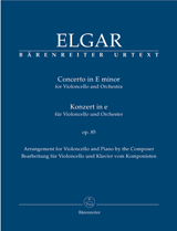 Elgar, Edward - Cello Concerto in E minor, Opus 85 - Composer's Arrangement ed. Jonathan Del Mar - Cello & Piano - Urtext