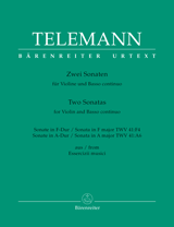 Telemann, Georg Philipp - Two (2) Sonatas, TWV 41 ed. Klaus Hofmann - Sonata in F Major (F4) & A Major (A6) - Violin & Piano - Urtext